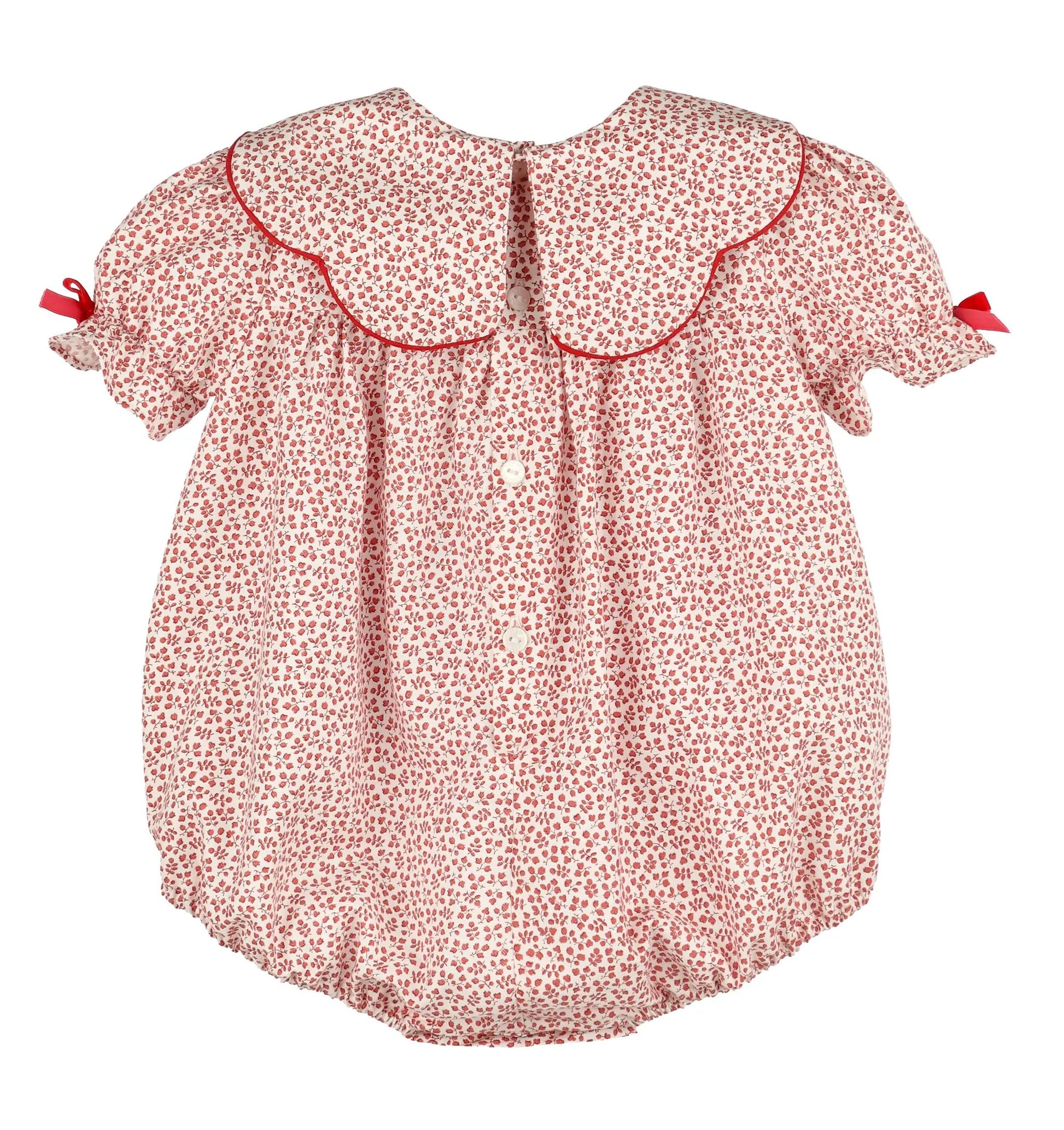 Sophie & Lucas Girls Cranberry Red Boxwood Bubble with Bows on Scallop Collar