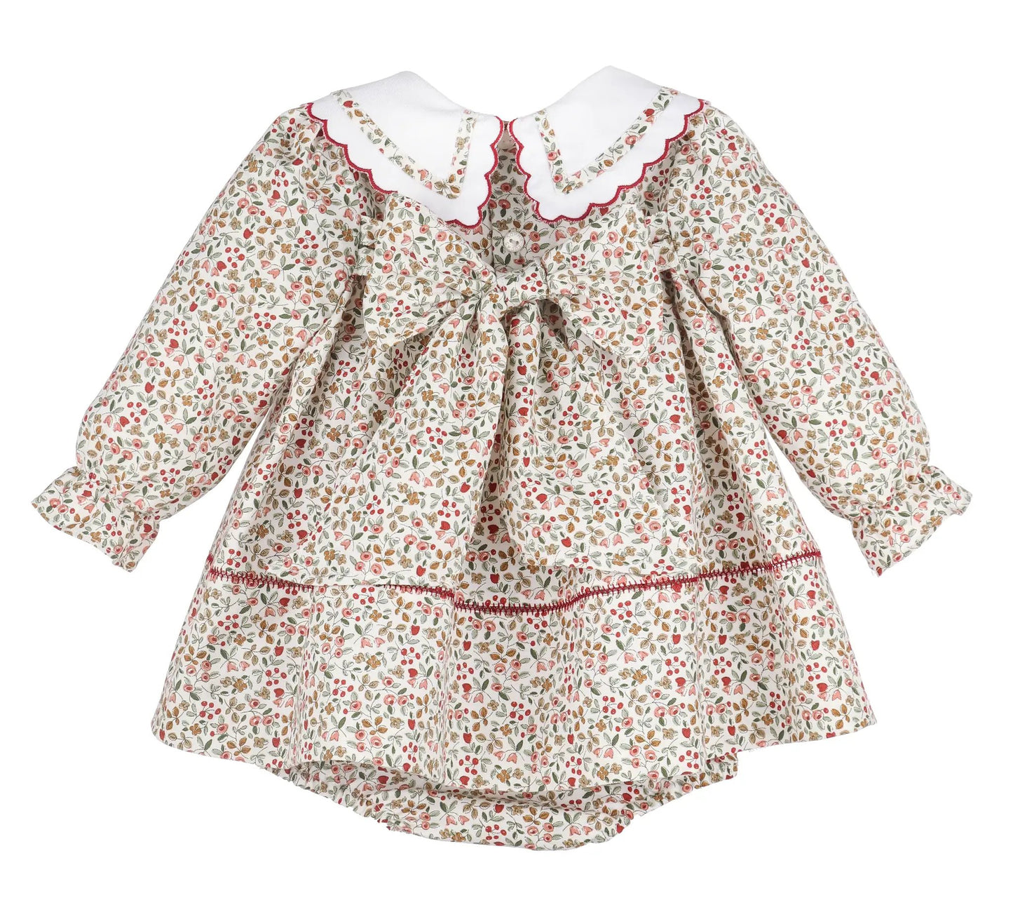 Sophie & Lucas Girls Claret Holiday Berries Miller Dress - Fancy Collar & Sash