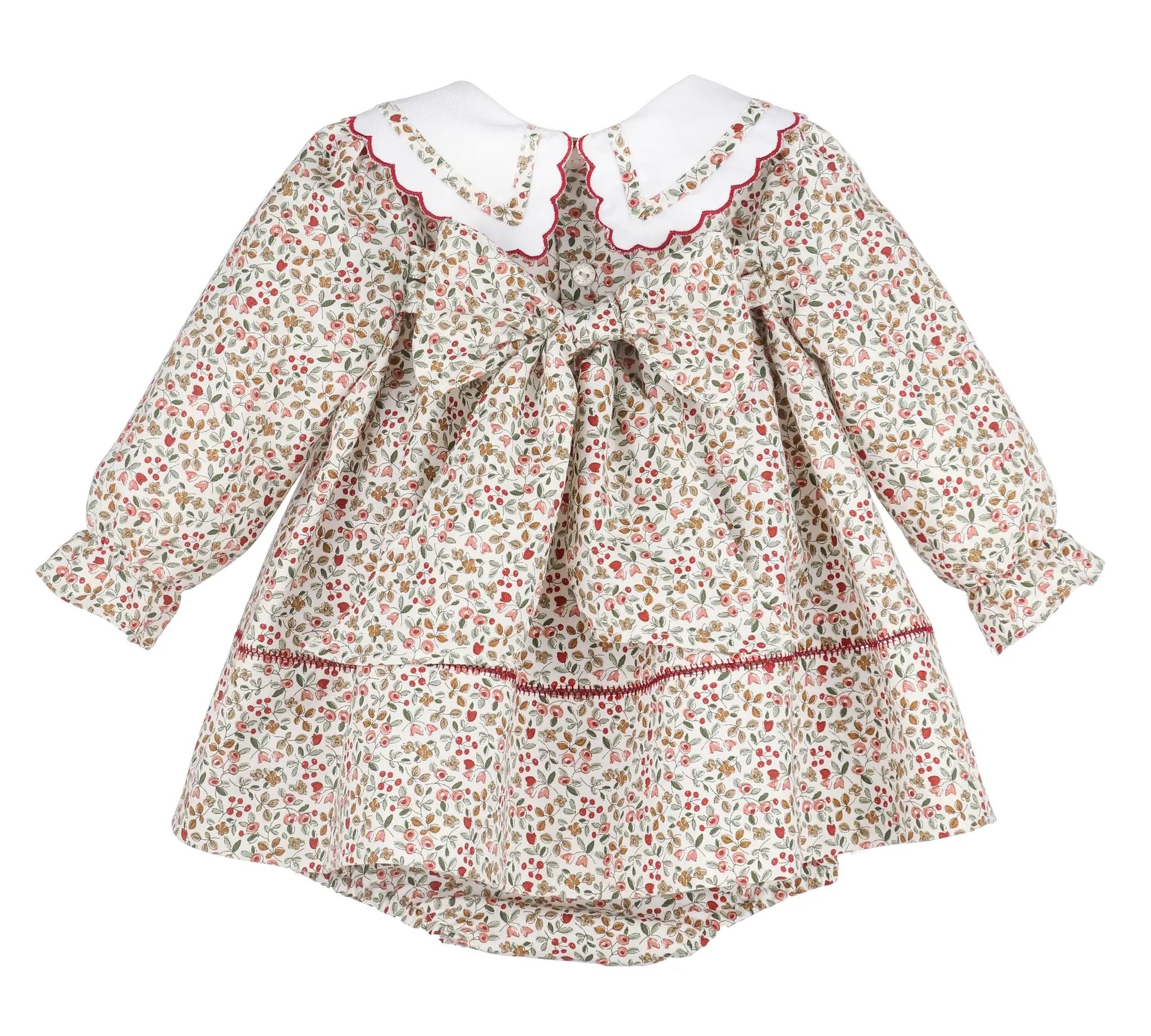 Sophie & Lucas Girls Claret Holiday Berries Miller Dress - Fancy Collar & Sash