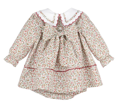 Sophie & Lucas Girls Claret Holiday Berries Miller Dress - Fancy Collar & Sash
