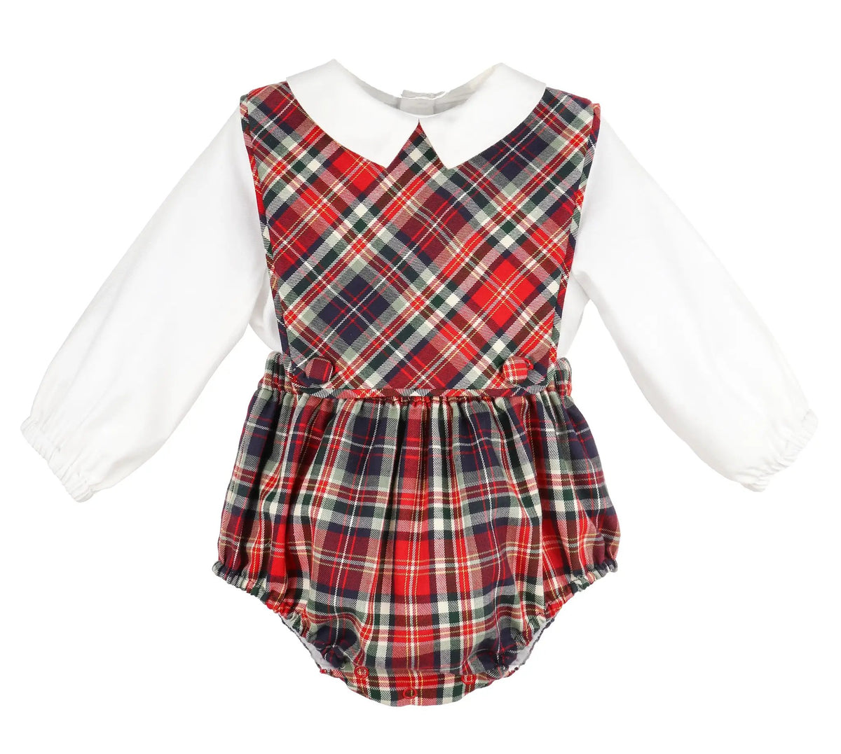 Sophie & Lucas Boys Red Evergreen Holiday Tartan Plaid Bubble with Shirt
