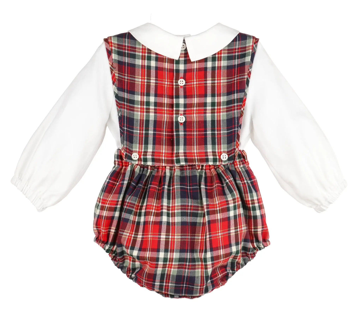Sophie & Lucas Boys Red Evergreen Holiday Tartan Plaid Bubble with Shirt by Sophie & Lucas