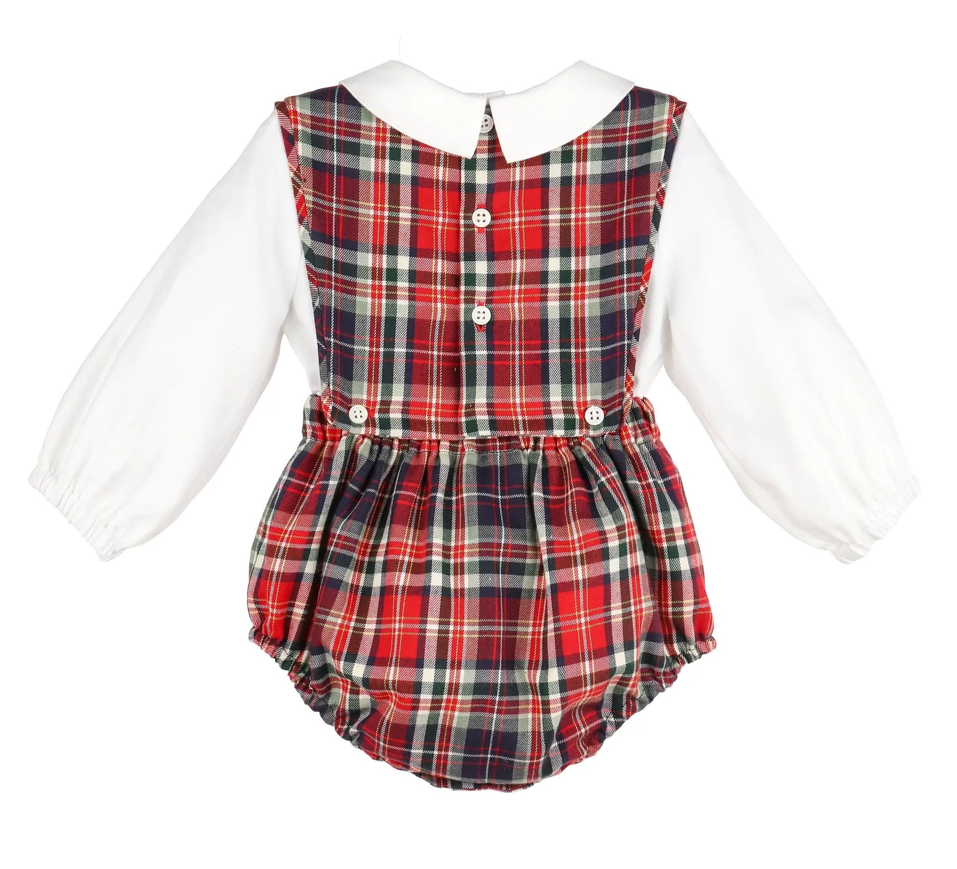 Sophie & Lucas Boys Red Evergreen Holiday Tartan Plaid Bubble with Shirt