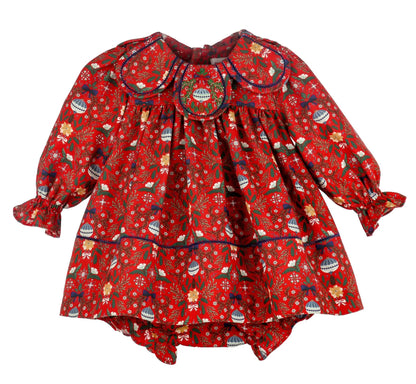 Sophie & Lucas Girls Red Santa's Sweetheart Dress - Petal Collar - Bow in Back by Sophie & Lucas