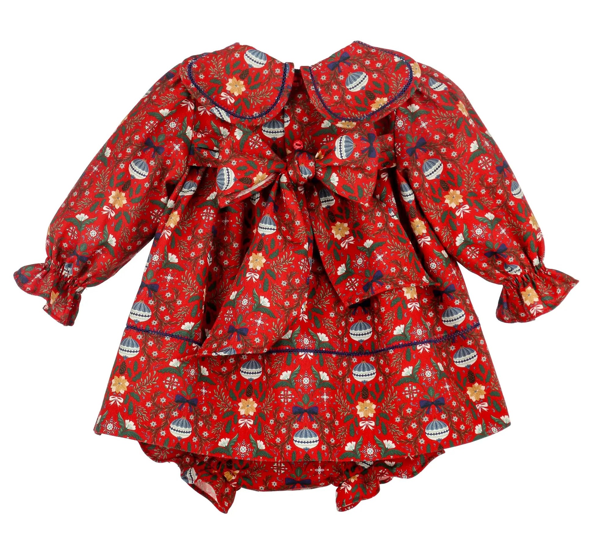 Sophie & Lucas Girls Red Santa's Sweetheart Dress - Petal Collar - Bow in Back