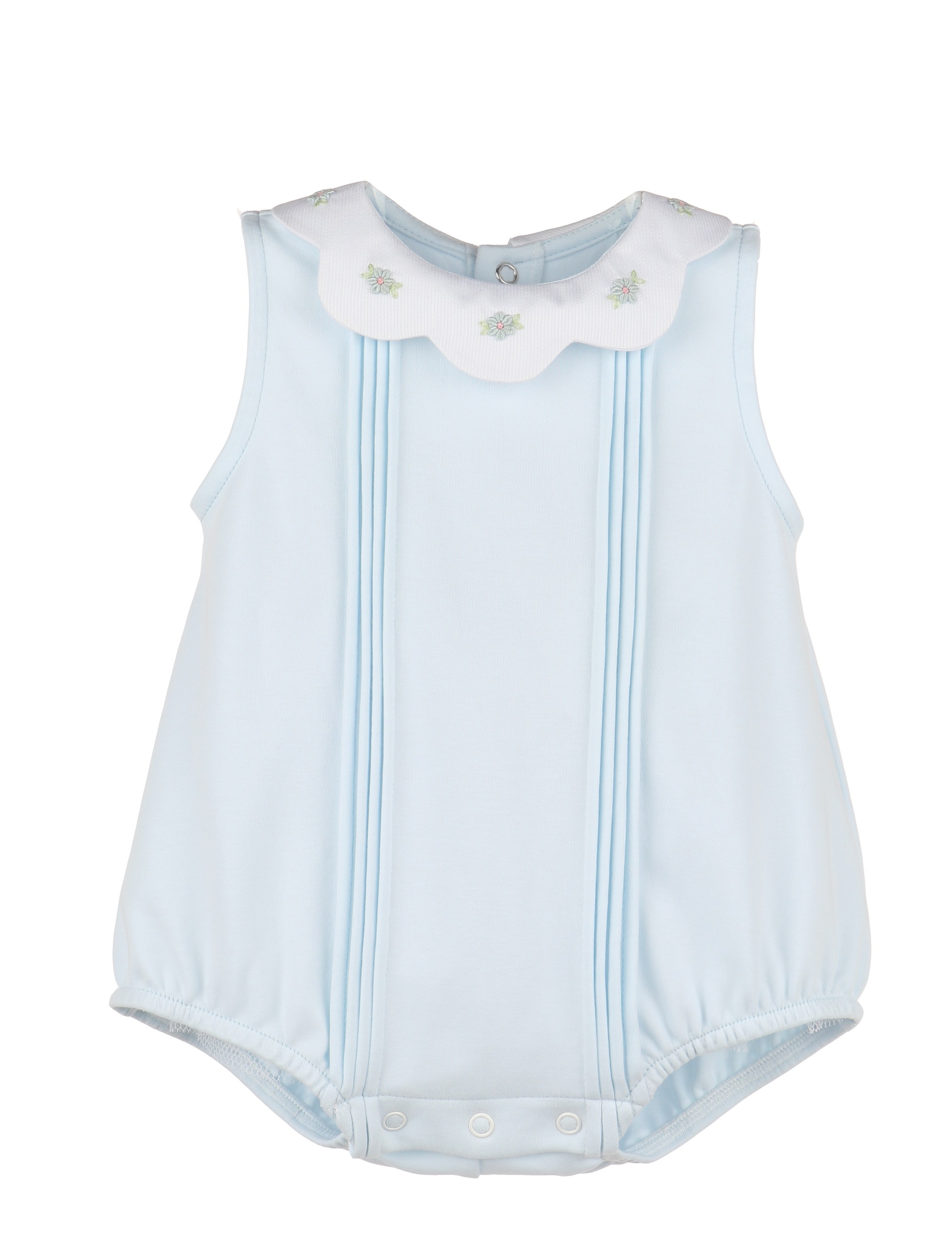 Luli & Me Baby Girls Summer Home Scallop Collar Bubble - Blue