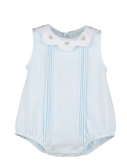Luli & Me Baby Girls Summer Home Scallop Collar Bubble - Blue by Luli & Me