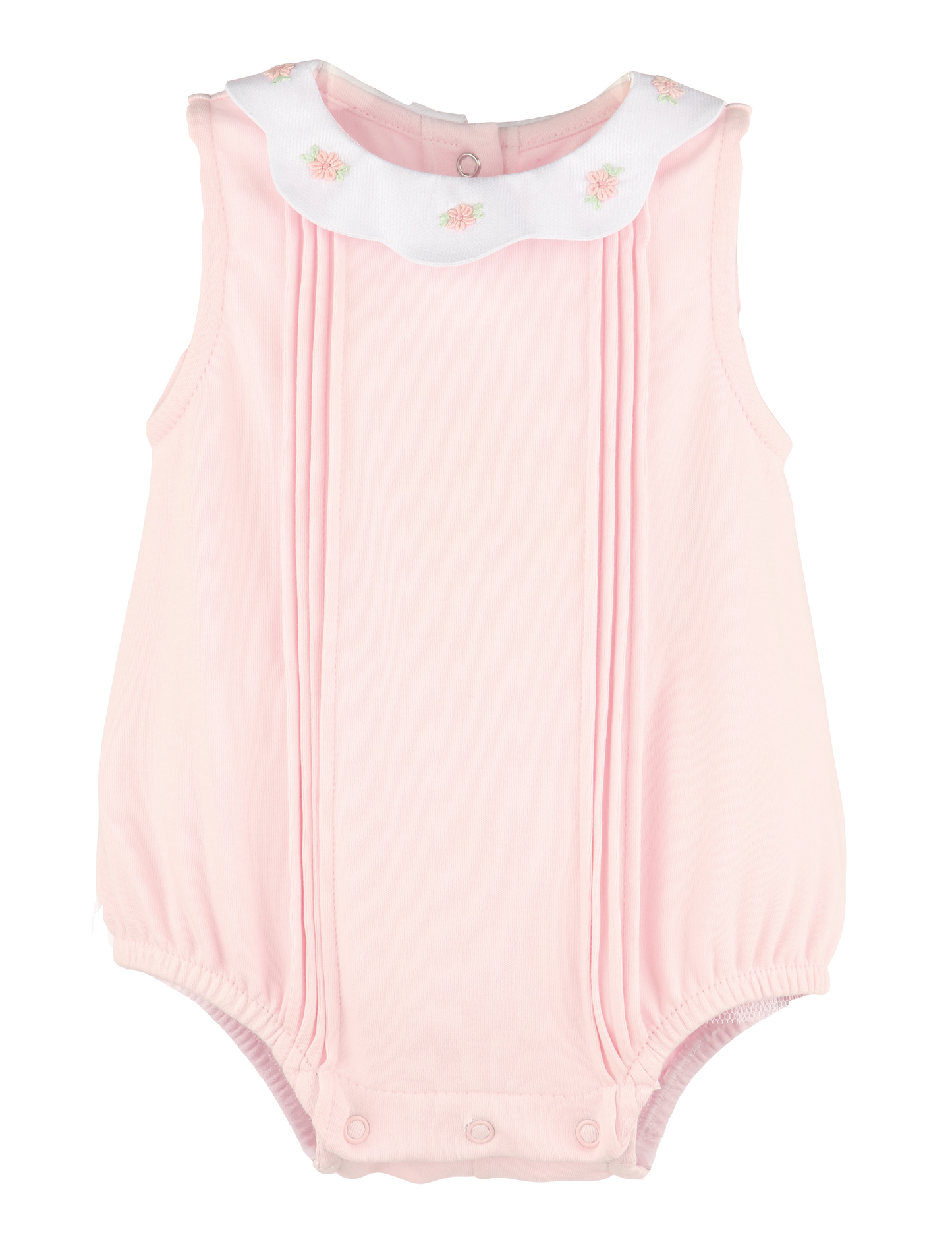 Luli & Me Baby Girls Summer Home Scallop Collar Bubble - Pink by Luli & Me
