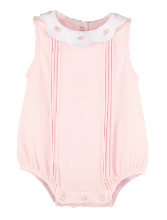 Luli & Me Baby Girls Summer Home Scallop Collar Bubble - Pink by Luli & Me