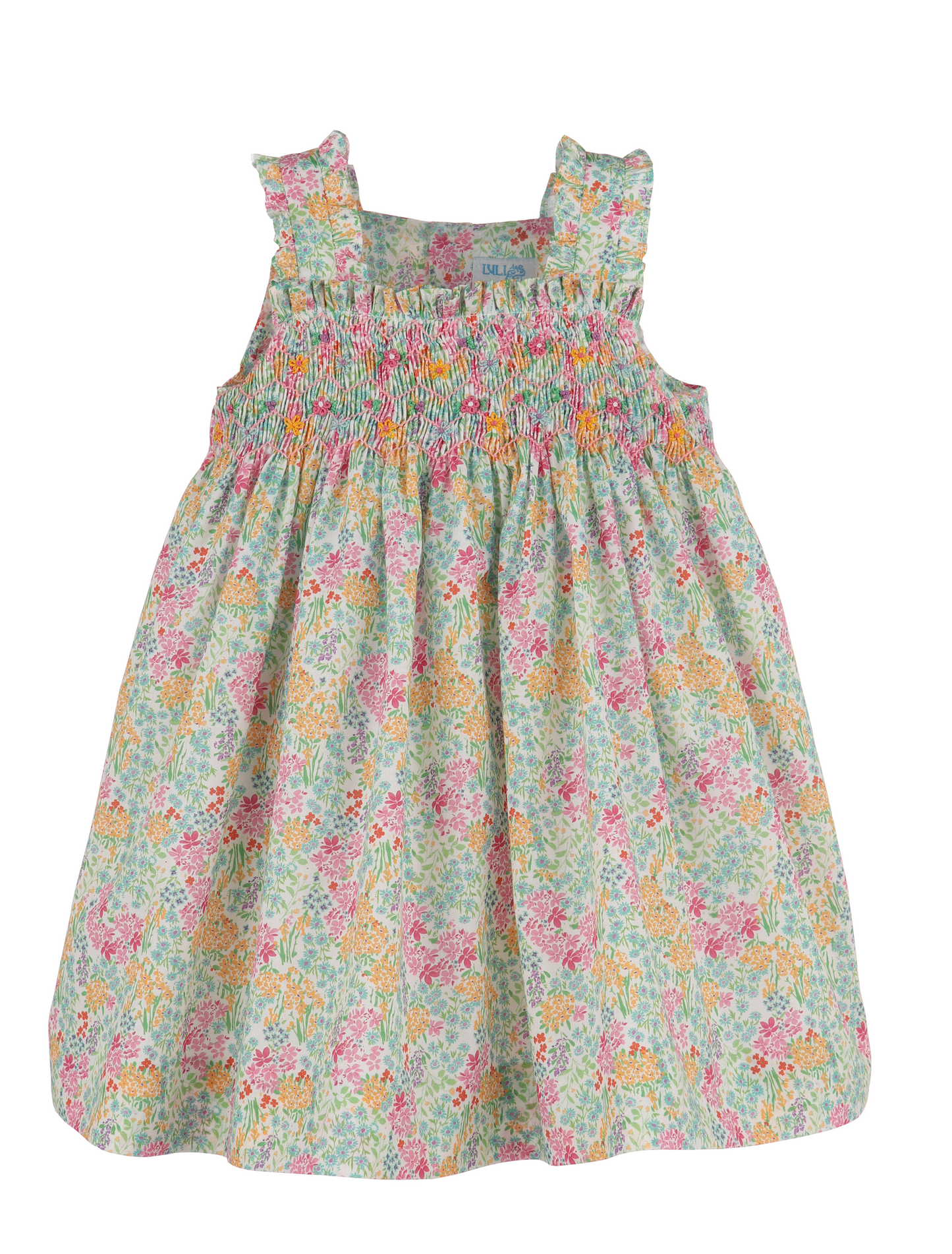Luli & Me Toddler Girls Pink Floral Garden Smocked Sun Dress by Luli & Me