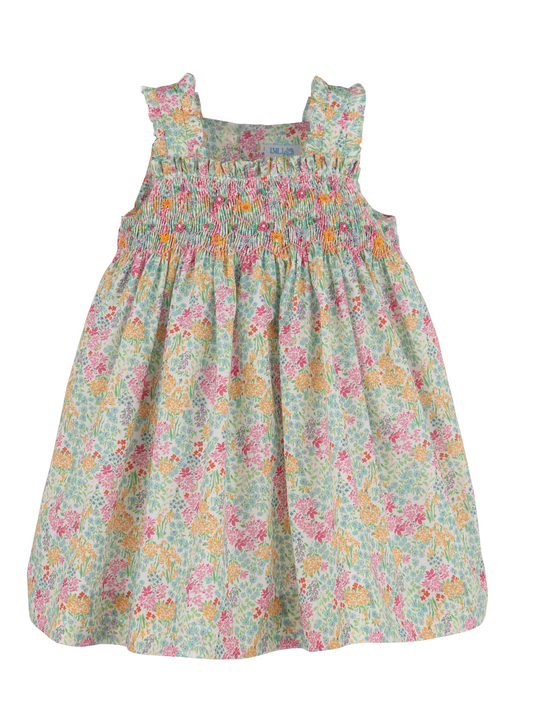 Luli & Me Toddler Girls Pink Floral Garden Smocked Sun Dress by Luli & Me