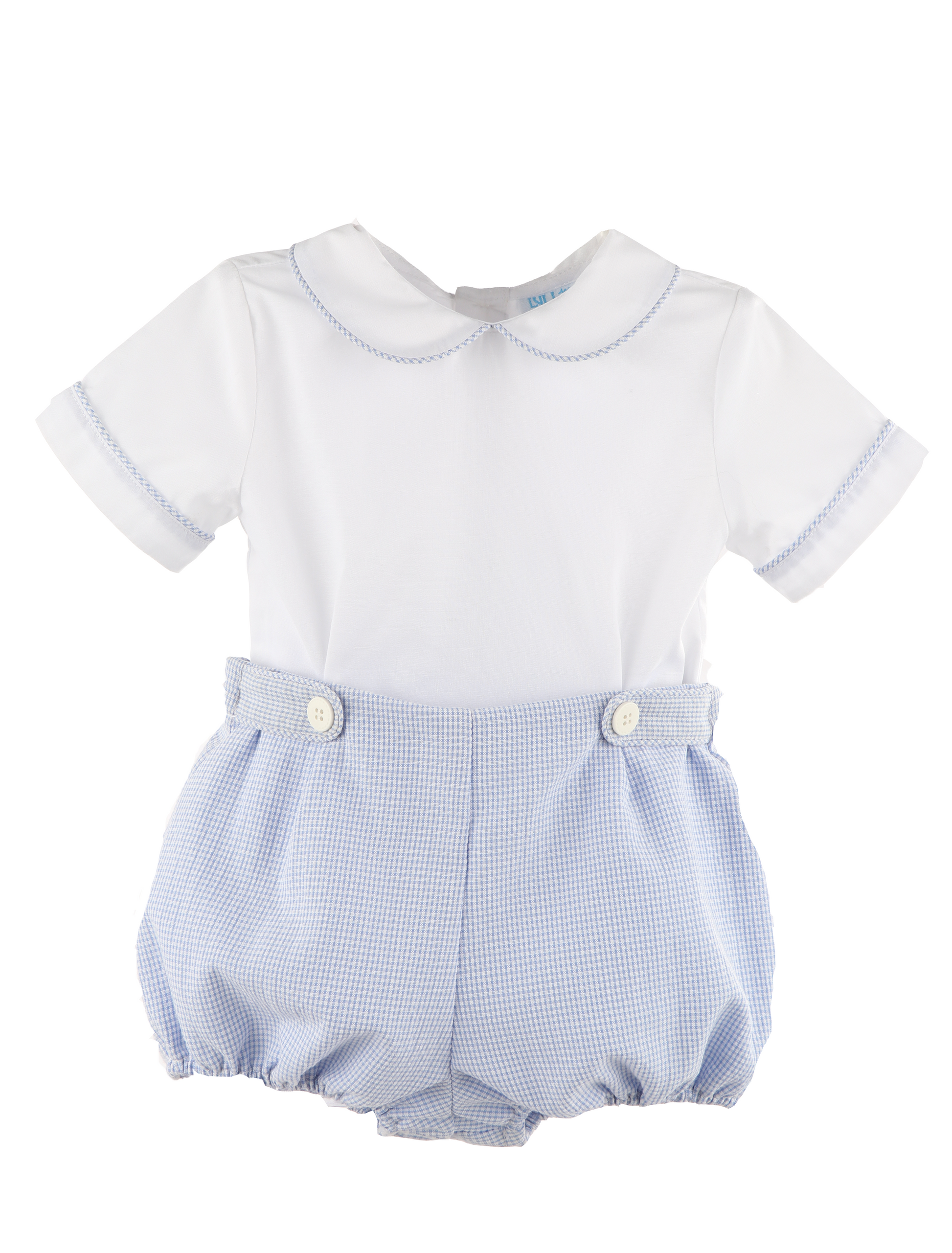 Luli & Me Baby Boys Blue & White Button On Bubble Set