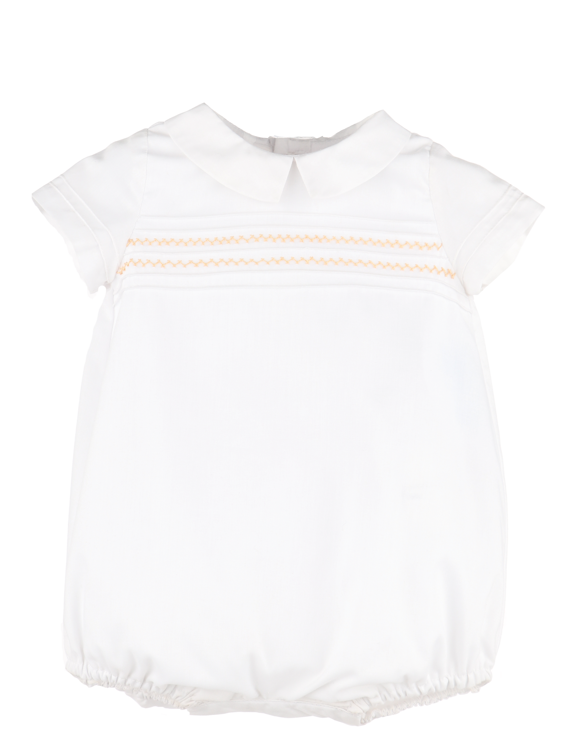 Luli & Me Baby Boys Dressy Bubble with Collar - Beige Stitching