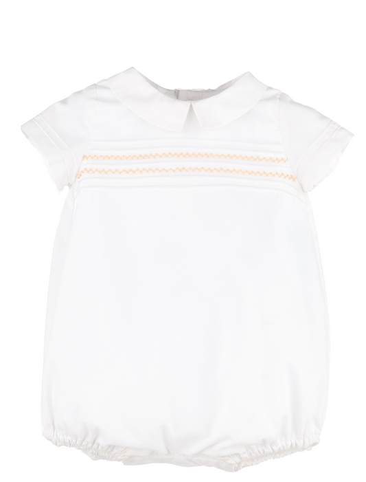 Luli & Me Baby Boys Dressy Bubble with Collar - Beige Stitching by Luli & Me