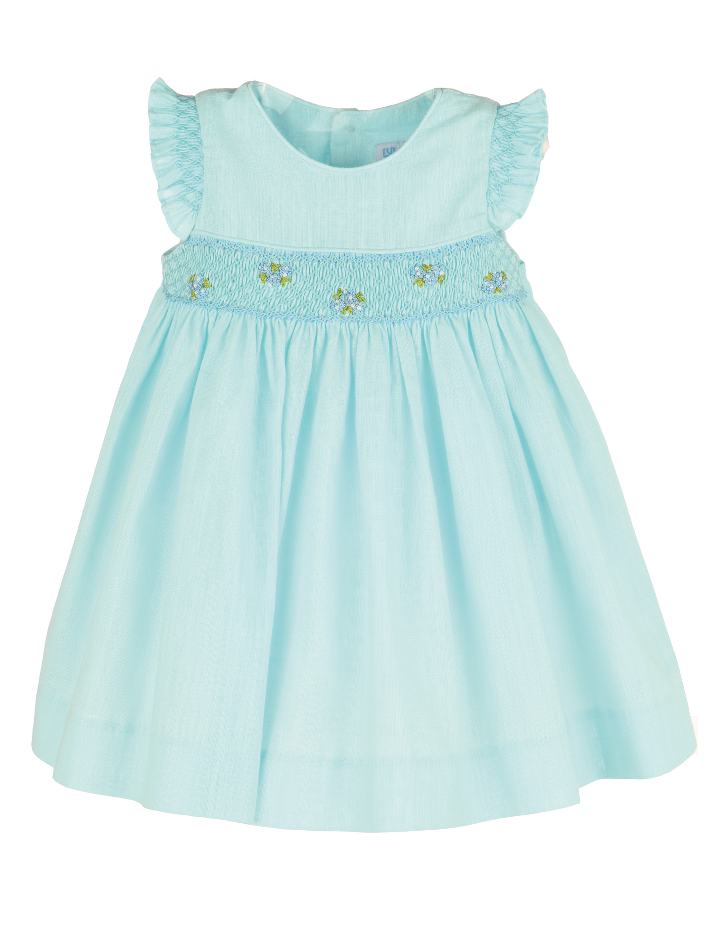 Luli & Me Girls Smocked Ruffle Sleeve Dress - Turquoise by Luli & Me