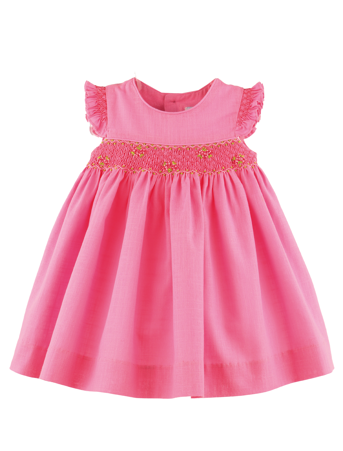 Luli & Me Girls Smocked Ruffle Sleeve Dress - Hot Pink by Luli & Me