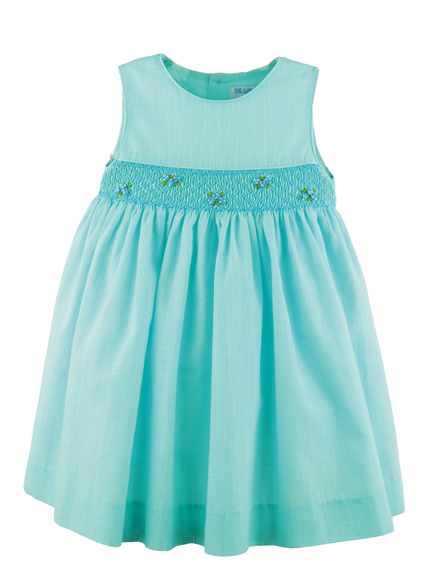 Luli & Me Girls Sleeveless Smocked Dress - Turquoise by Luli & Me