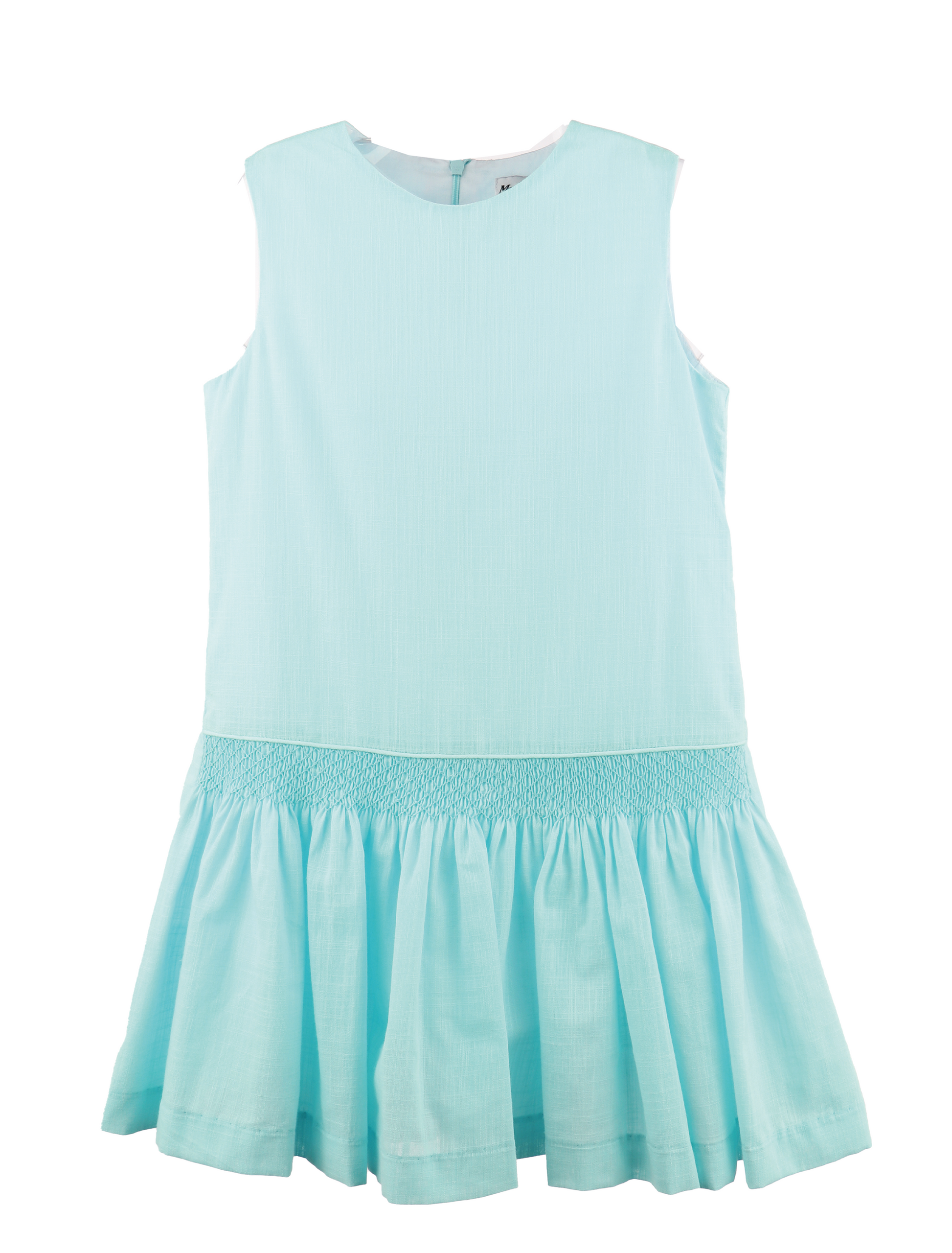 Luli & Me Girls Sleeveless Smocked Drop Waist Dress - Turquoise