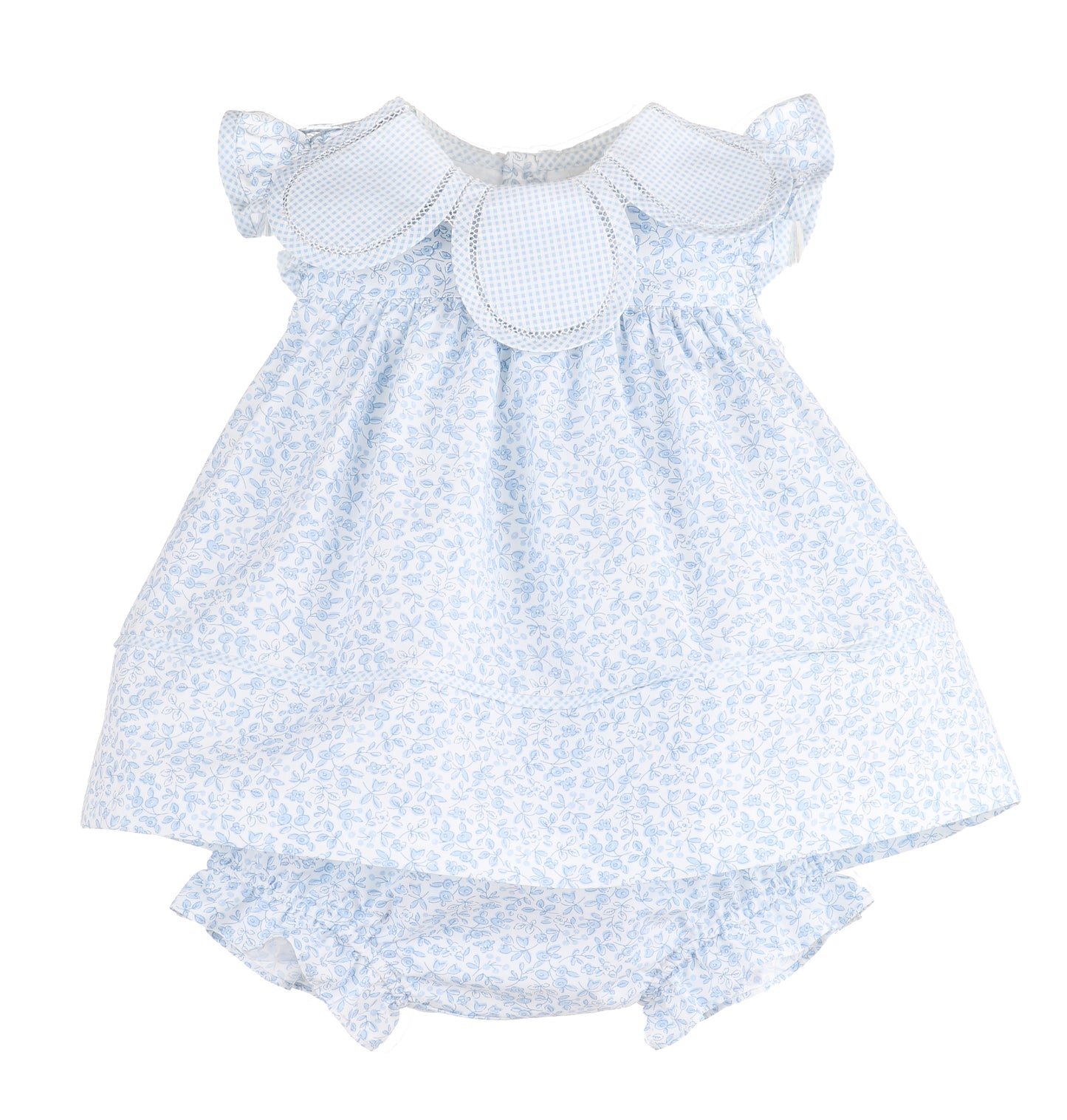 Sophie & Lucas Girls Floral Blooms Petal Collar Dress - Bow in Back - Blue by Sophie & Lucas