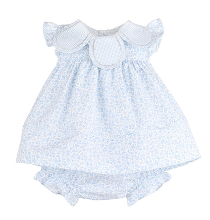 Sophie & Lucas Girls Floral Blooms Petal Collar Dress - Bow in Back - Blue by Sophie & Lucas