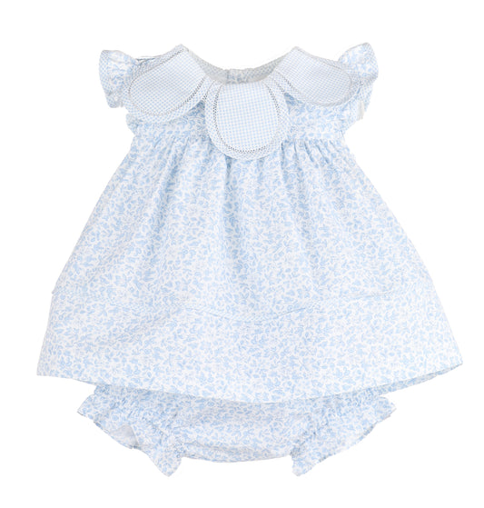 Sophie & Lucas Girls Floral Blooms Petal Collar Dress - Bow in Back - Blue by Sophie & Lucas