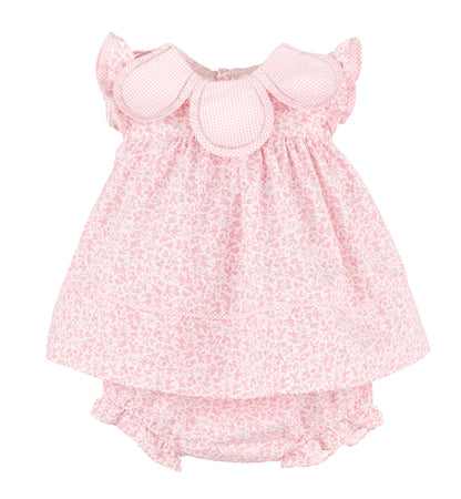 Sophie & Lucas Girls Floral Blooms Petal Collar Dress - Bow in Back - Pink by Sophie & Lucas