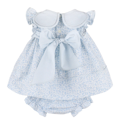 Sophie & Lucas Girls Floral Blooms Petal Collar Dress - Bow in Back - Blue by Sophie & Lucas