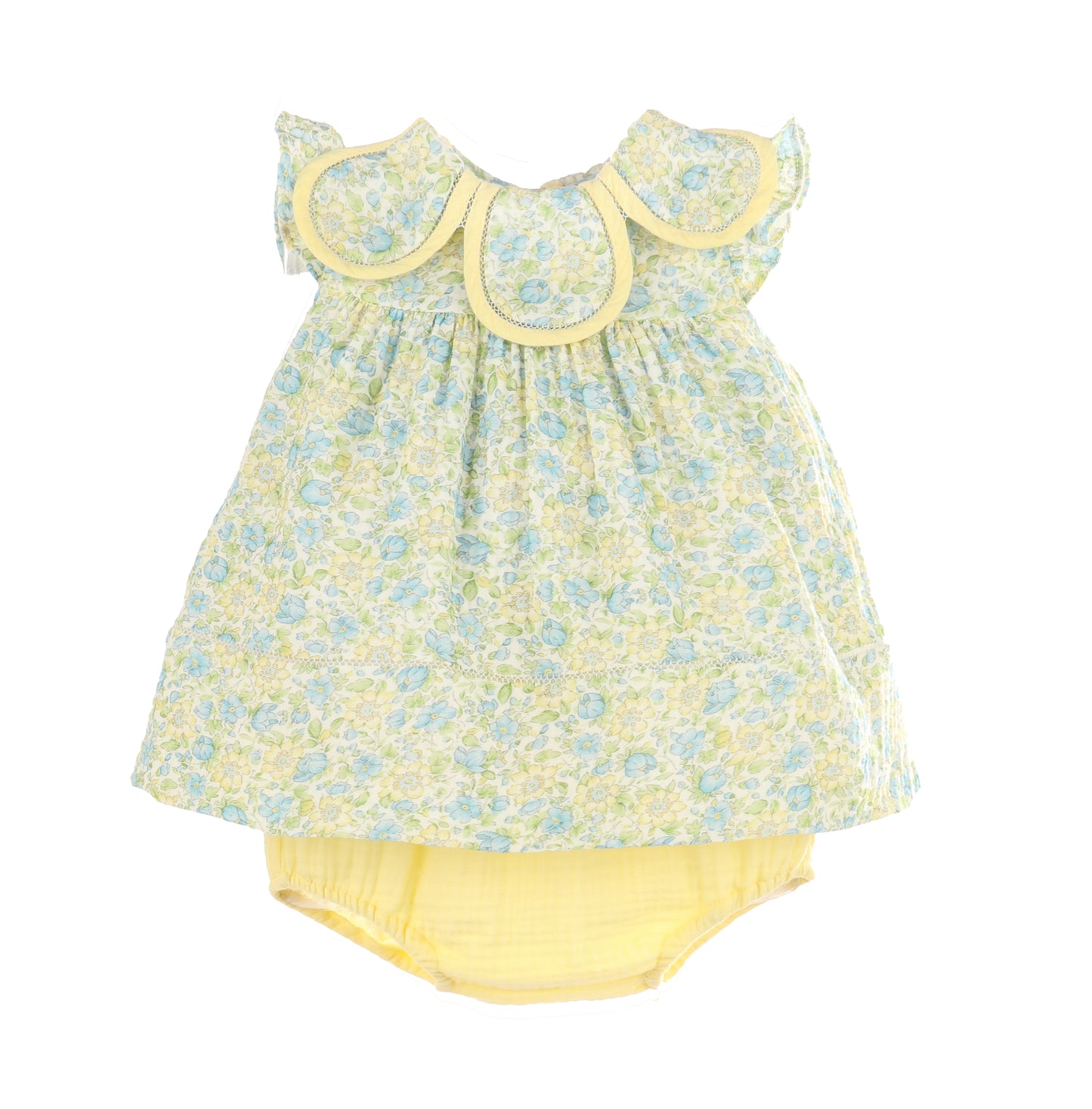 Sophie & Lucas Girls Yellow Buttercup Floral Petal Collar Dress by Luli & Me