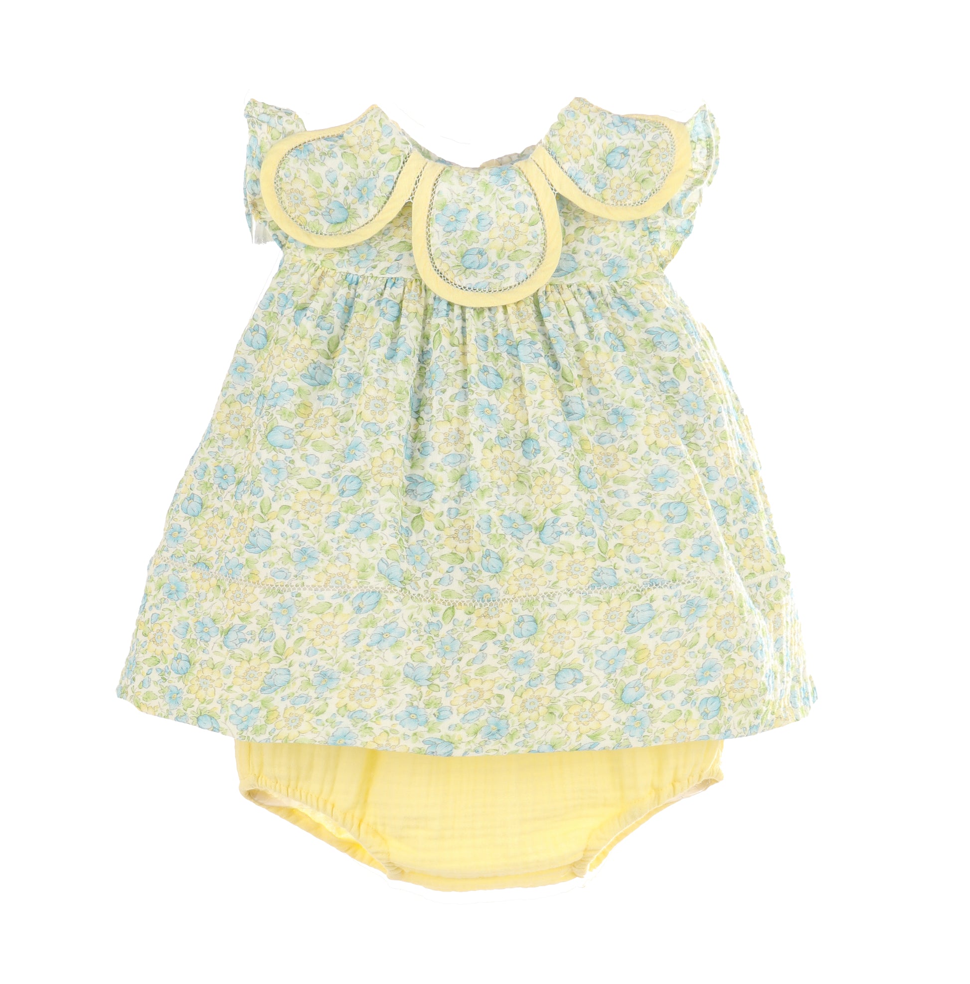 Sophie & Lucas Girls Yellow Buttercup Floral Petal Collar Dress