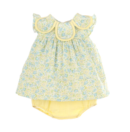 Sophie & Lucas Girls Yellow Buttercup Floral Petal Collar Dress by Luli & Me