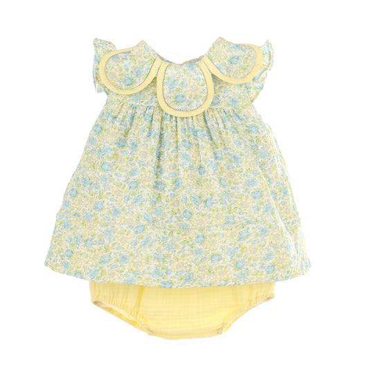 Sophie & Lucas Girls Yellow Buttercup Floral Petal Collar Dress by Luli & Me