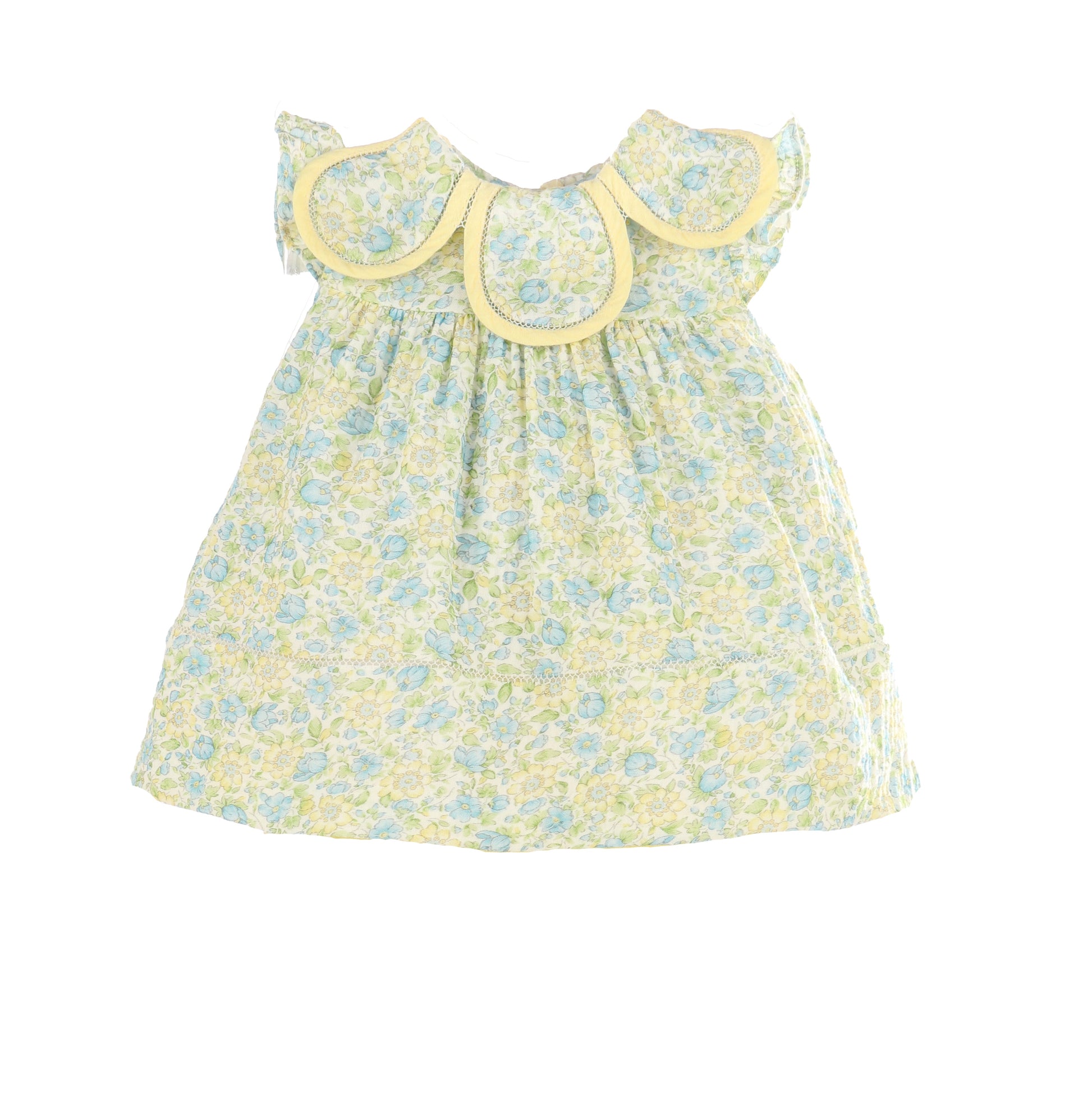 Sophie & Lucas Girls Yellow Buttercup Floral Petal Collar Dress