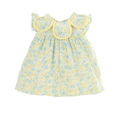 Sophie & Lucas Girls Yellow Buttercup Floral Petal Collar Dress by Luli & Me