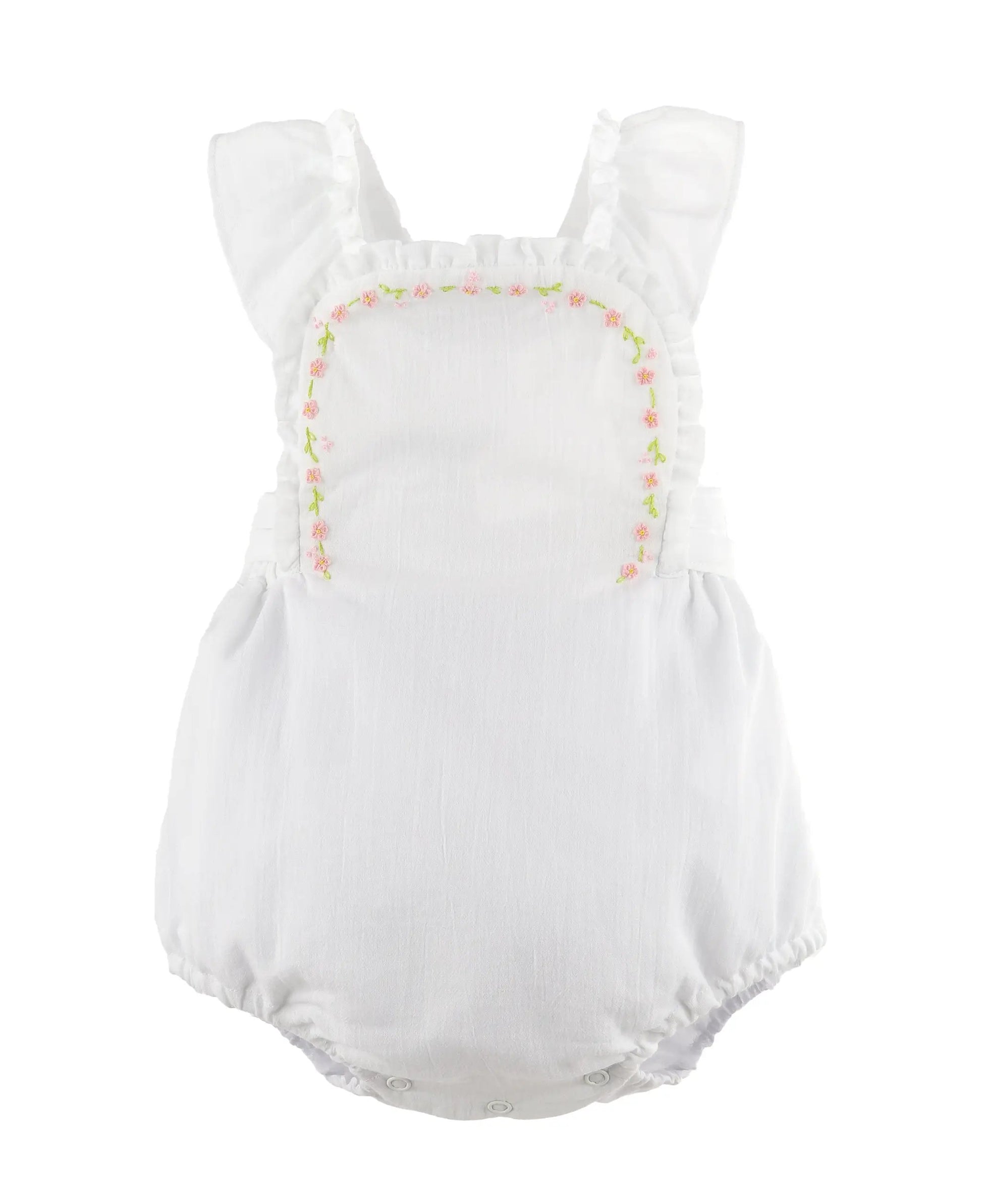 Sophie & Lucas Girls White Daisy Chain Embroidery Bubble