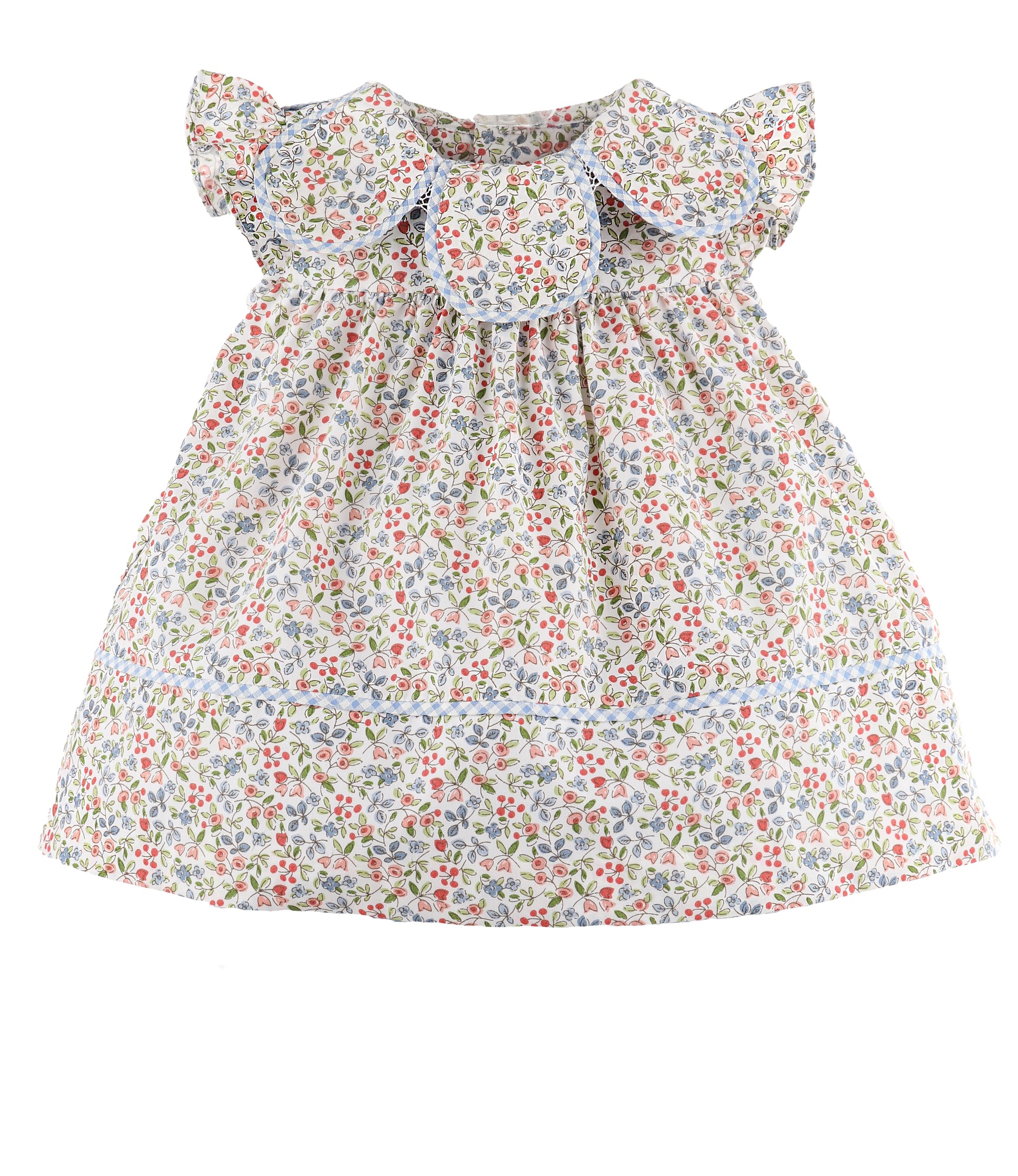 Sophie & Lucas Girls Americana Floral Print Petal Collar Dress