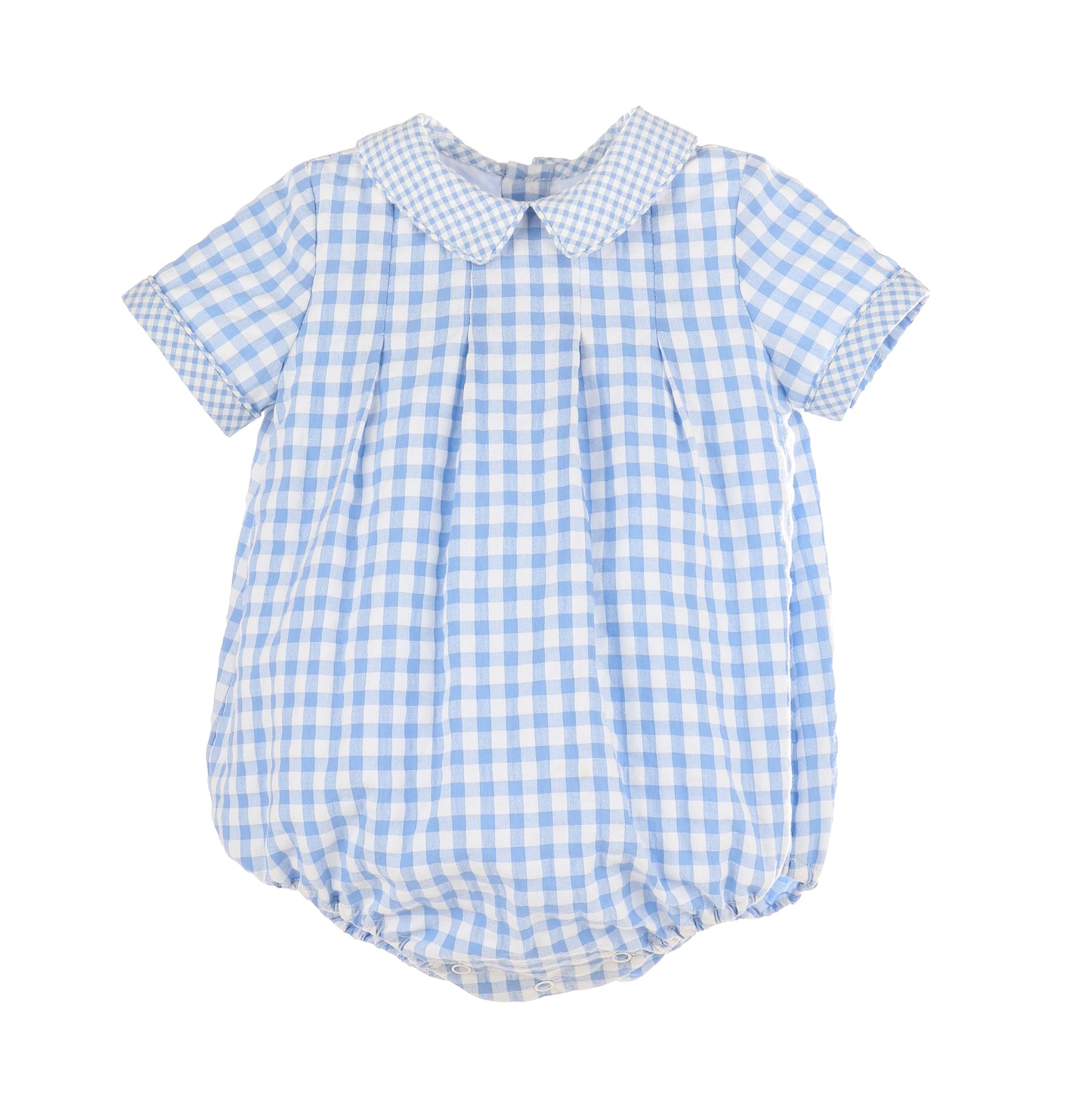 Sophie & Lucas Baby Boys Blue Gingham Duo Bubble with Collar by Sophie & Lucas