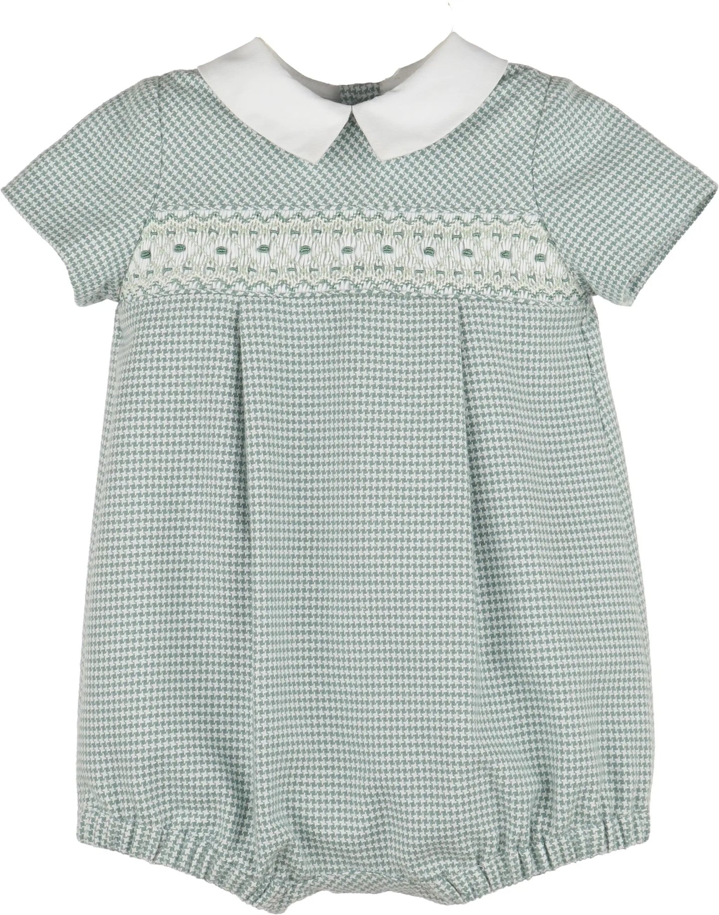 Luli & Me Boys Green Checks Smocked Bubble