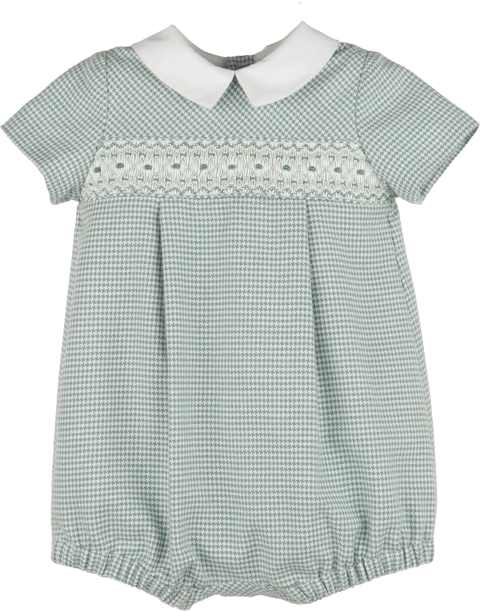 Luli & Me Boys Green Checks Smocked Bubble