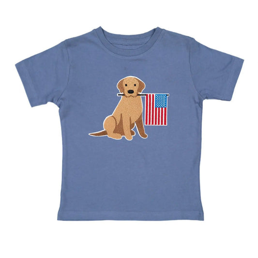 Sweet Wink Boys T-Shirt - Indigo Patriotic Pup Patch by Sweet Wink