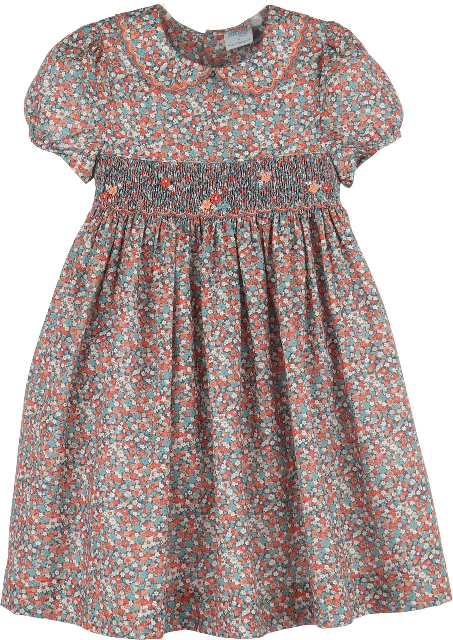 Luli & Me Girls Floral Vintage Dress - Blue by Luli & Me