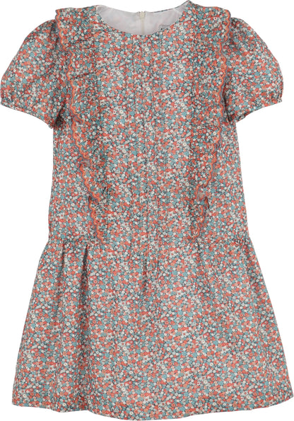 Luli & Me Girls Floral Vintage A-Line Dress - Blue by Luli & Me