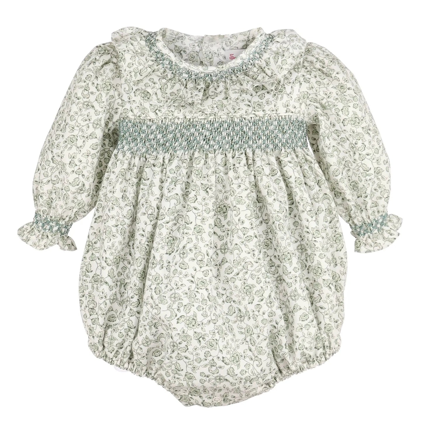 Sophie & Lucas Girls Green Heirloom Floral Bubble