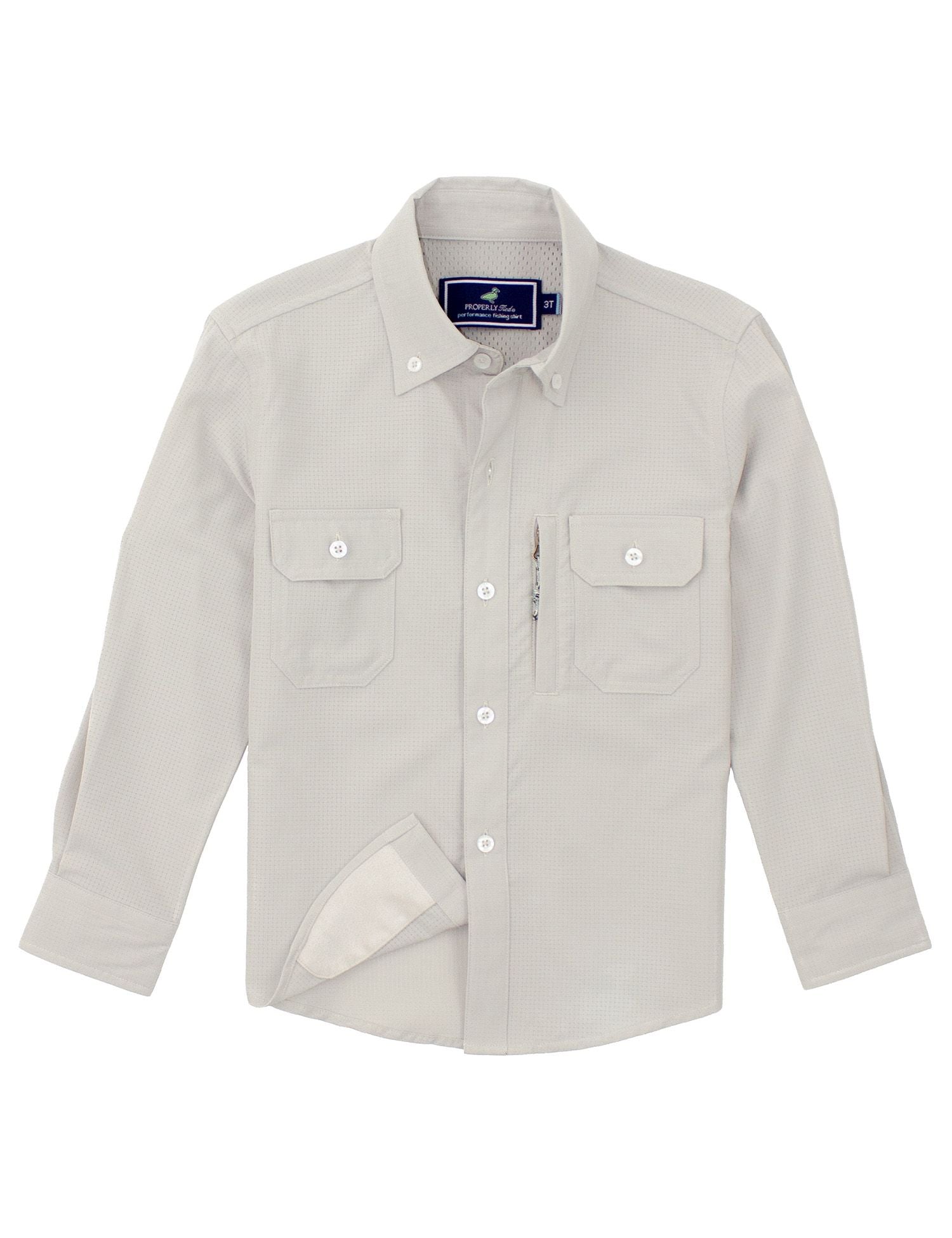 Properly Tied Boys Reeltech Fishing Shirt - Pewter