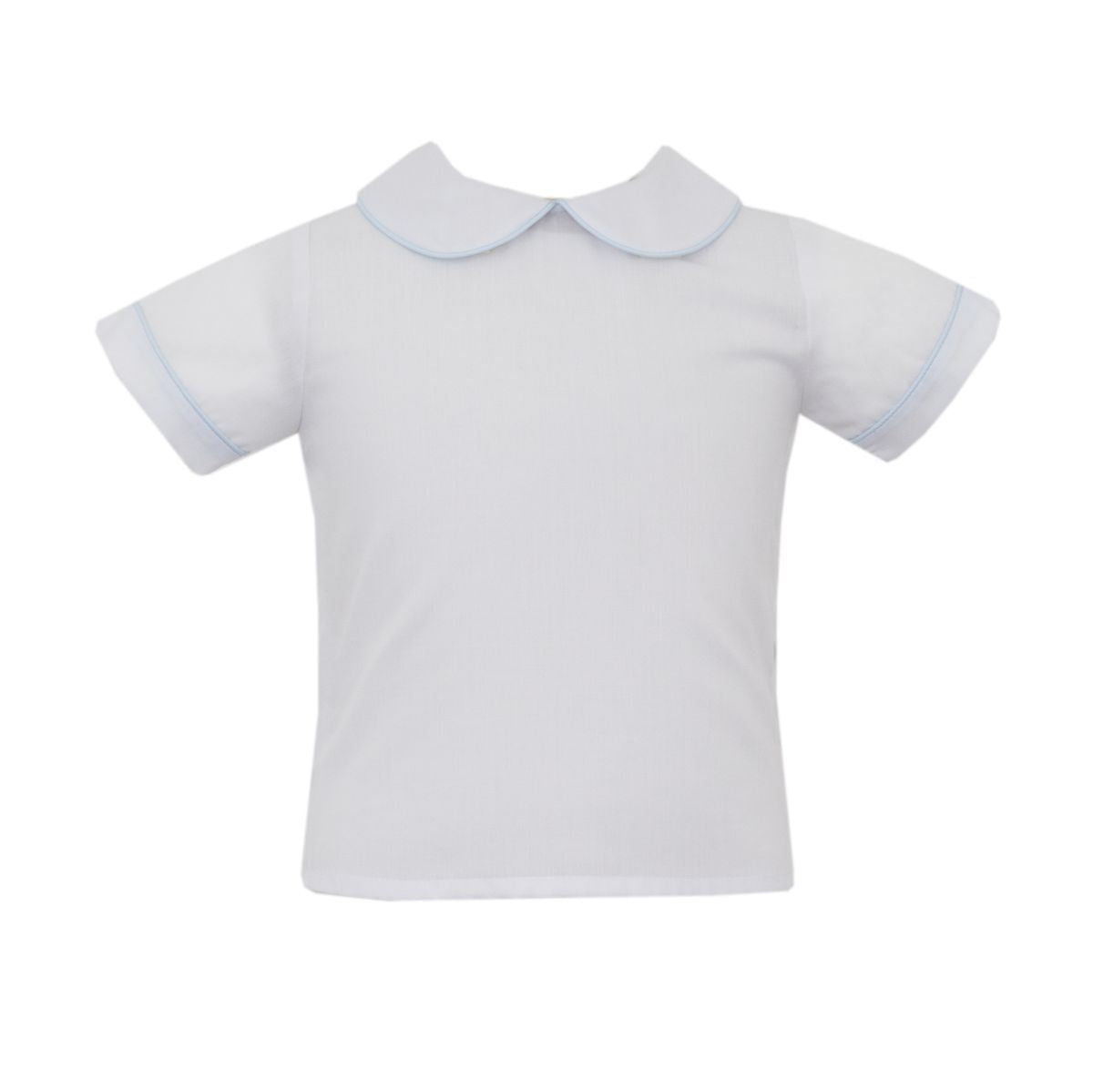 Anavini Boys White Batiste Smocked Blue Crosses Jon Jon Set - White Shirt - Blue Piping by Anavini