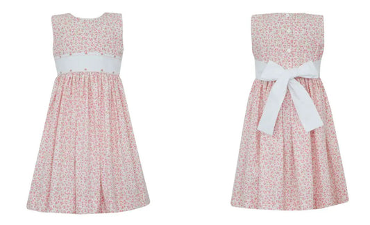 Claire & Charlie Girls Pink Floral Sleeveless Dress - Embroidered Waist Sash by Claire & Charlie