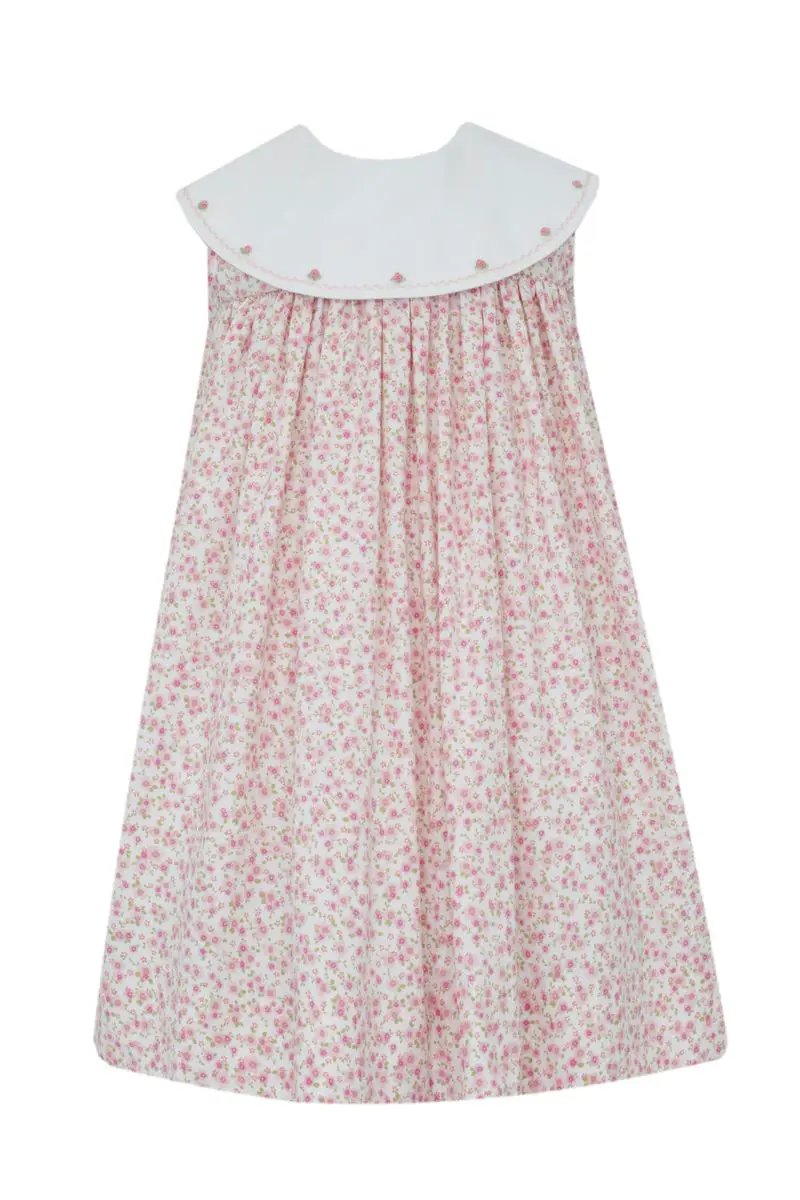 Claire & Charlie Girls Pink Floral Sleeveless Dress - Embroidered Platter Collar by Best Dressed Child