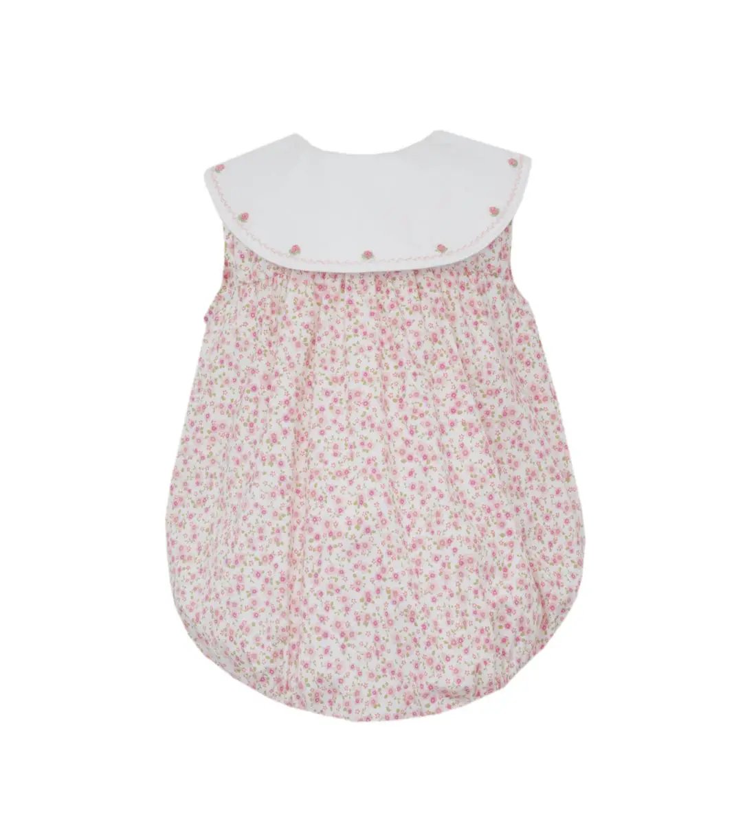 Claire & Charlie Baby Girls Pink Floral Bubble - Embroidered Platter Collar by Claire & Charlie