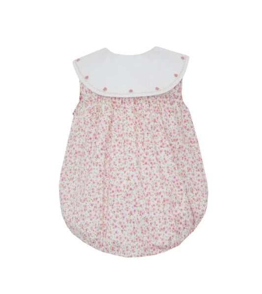 Claire & Charlie Baby Girls Pink Floral Bubble - Embroidered Platter Collar by Claire & Charlie