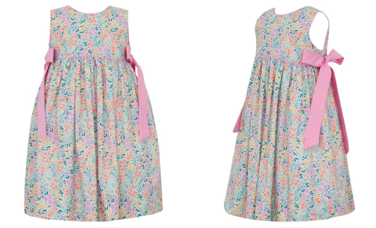 Claire & Charlie Girls Pink English Garden Floral Dress - Side Bows by Claire & Charlie