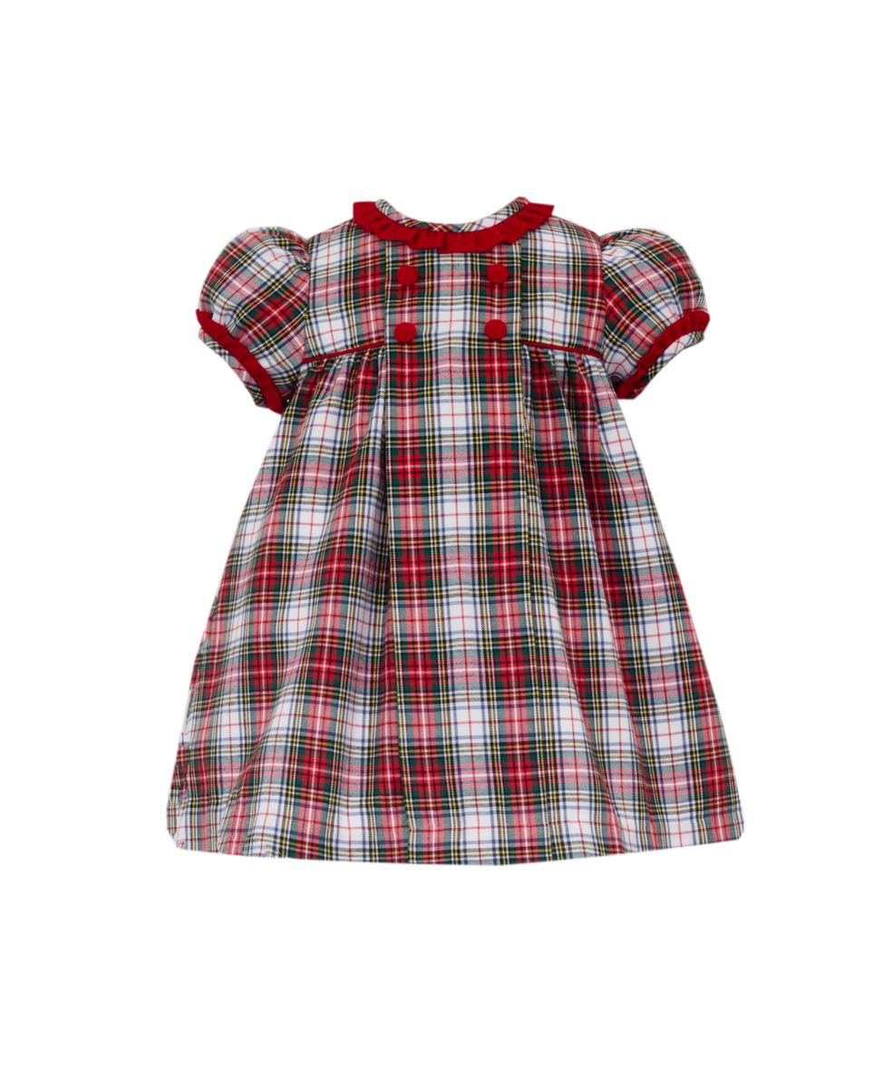 Claire & Charlie Girls Red Holiday Tartan Plaid Dress - Ruffle Neck by Claire & Charlie
